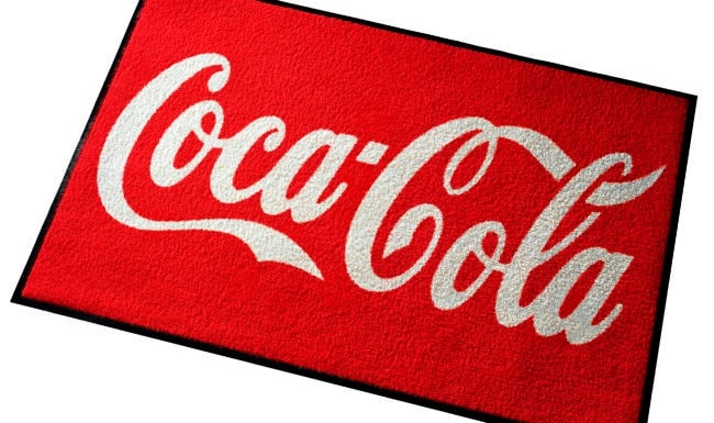 Tapis publicitaire Coca-cola, dimensions 115 x 180 cm