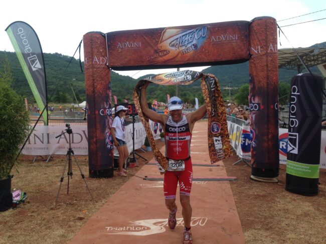 Tapis (moquette) d'arrivé personnalisé pour le Triathlon du Salagou